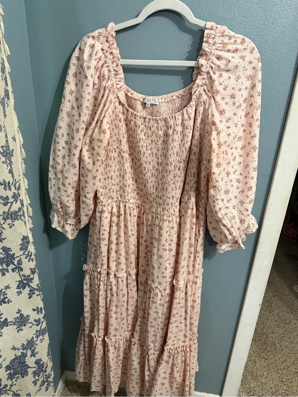 IVY CITY Co. Blossom Pink Floral Woman’s Smocked Tiered Dress